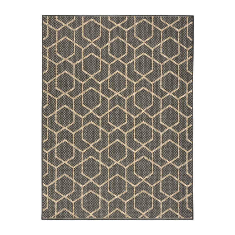 Nourison Horizon geometric charcoal rug 183x274cm, imported from the UK