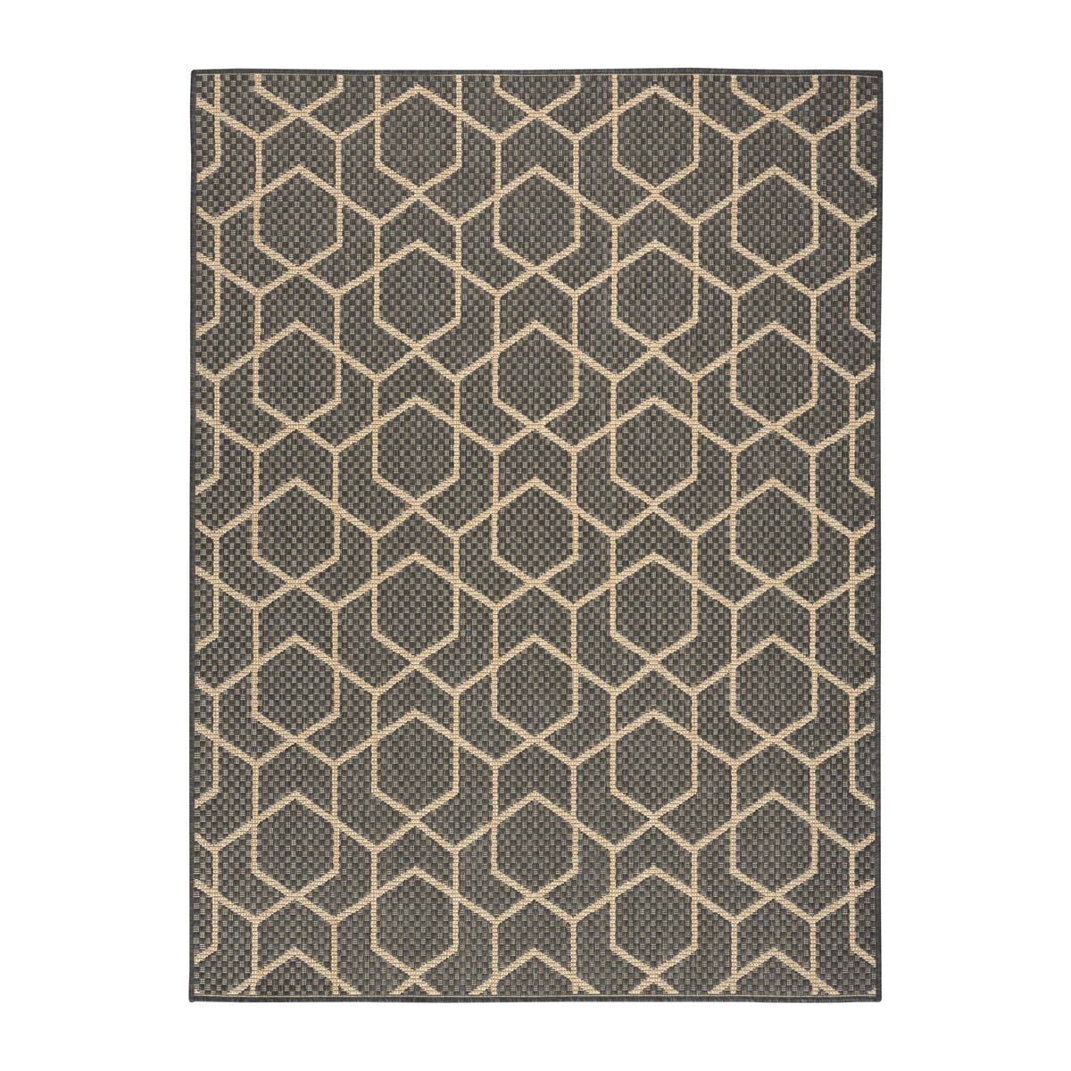 Nourison geometric charcoal indoor outdoor rug 152x213 cm - British product