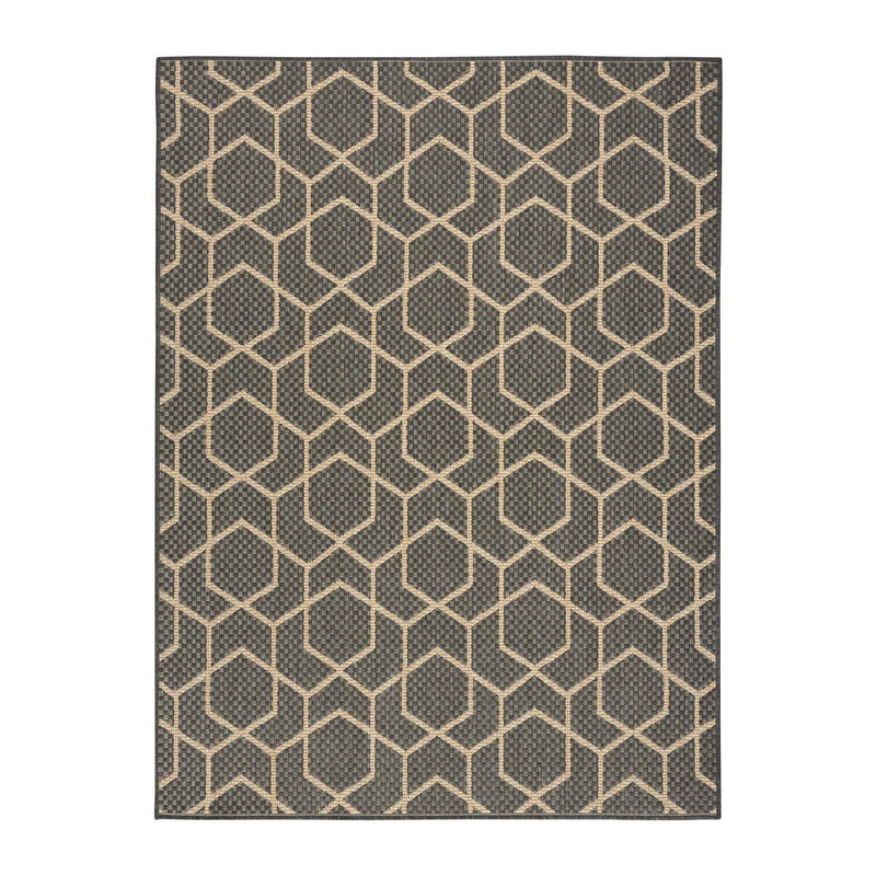 Nourison geometric charcoal indoor outdoor rug 152x213 cm - British product