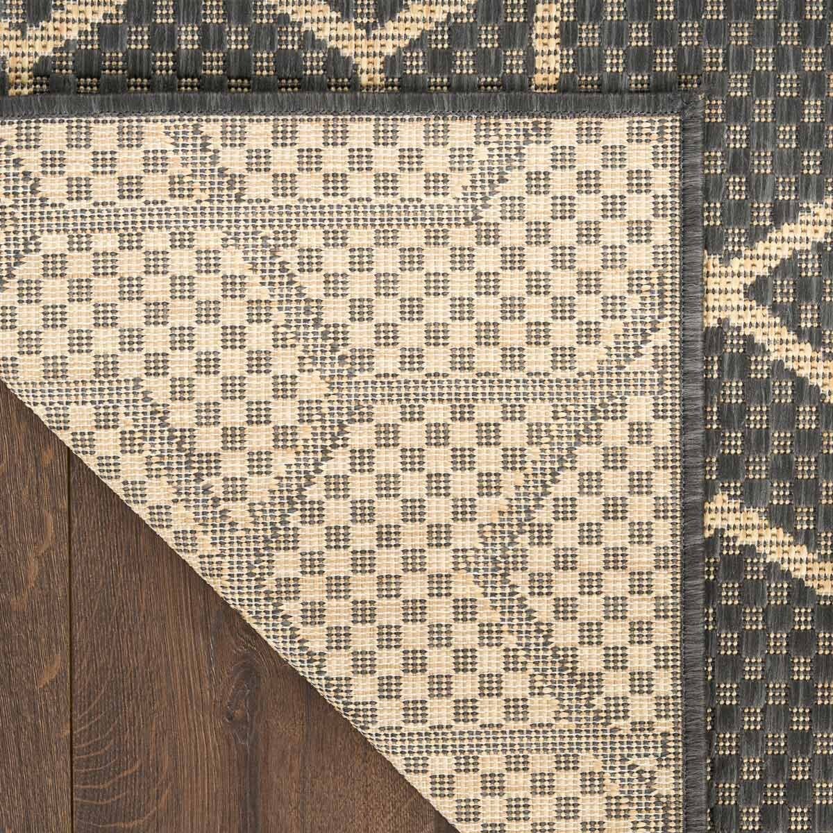 Nourison geometric charcoal indoor outdoor rug 152x213 cm - British product