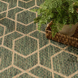Nourison geometric green outdoor rug 152x213 cm, UK version