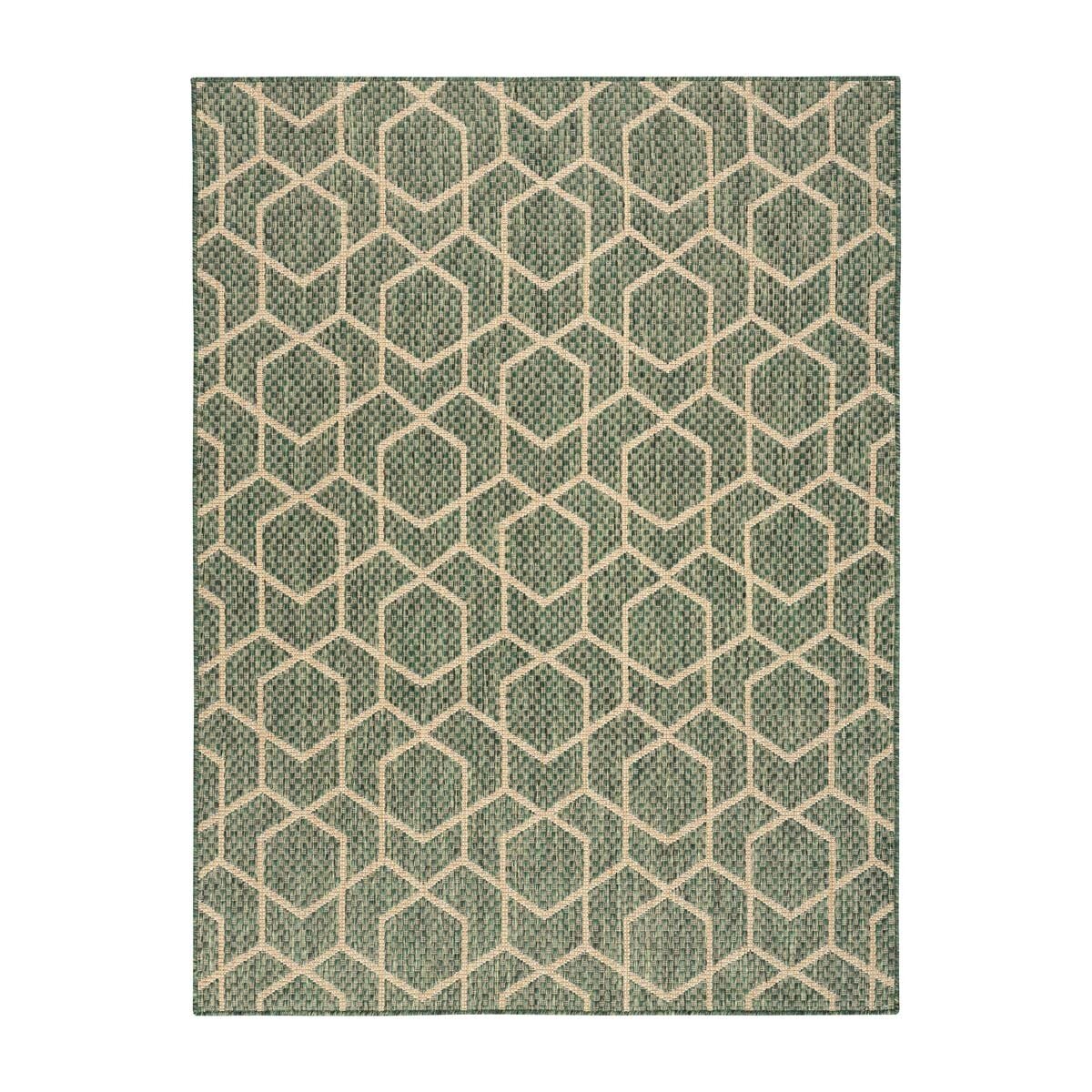 Nourison geometric green outdoor rug 152x213 cm, UK version