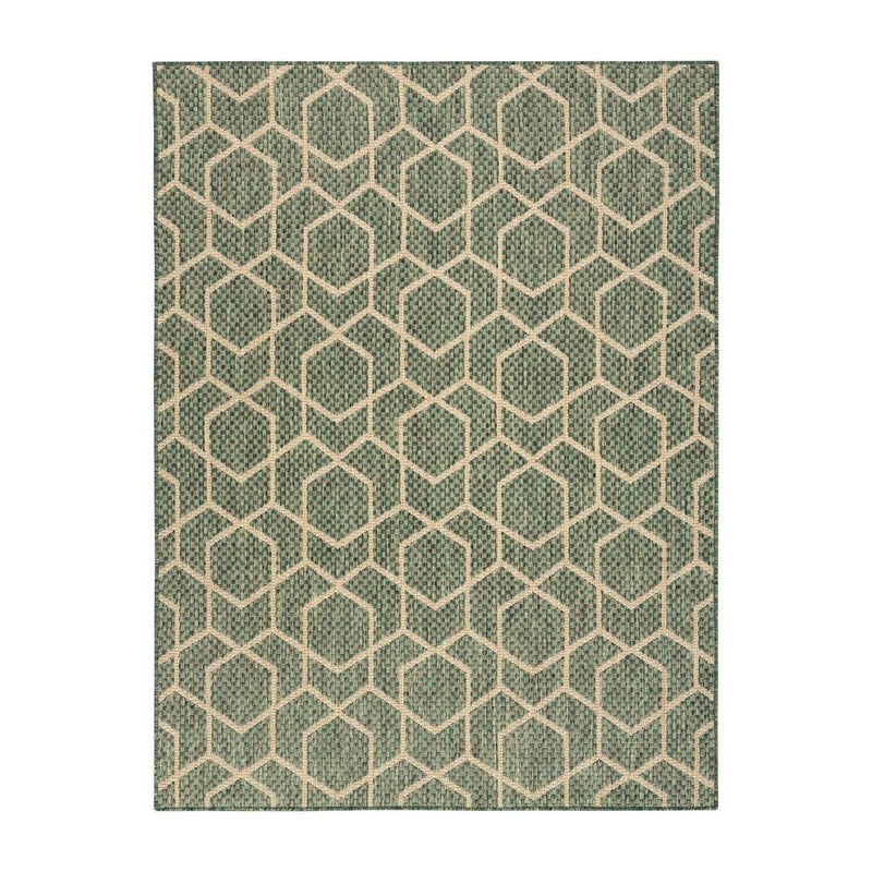 Nourison geometric green outdoor rug 152x213 cm, UK version
