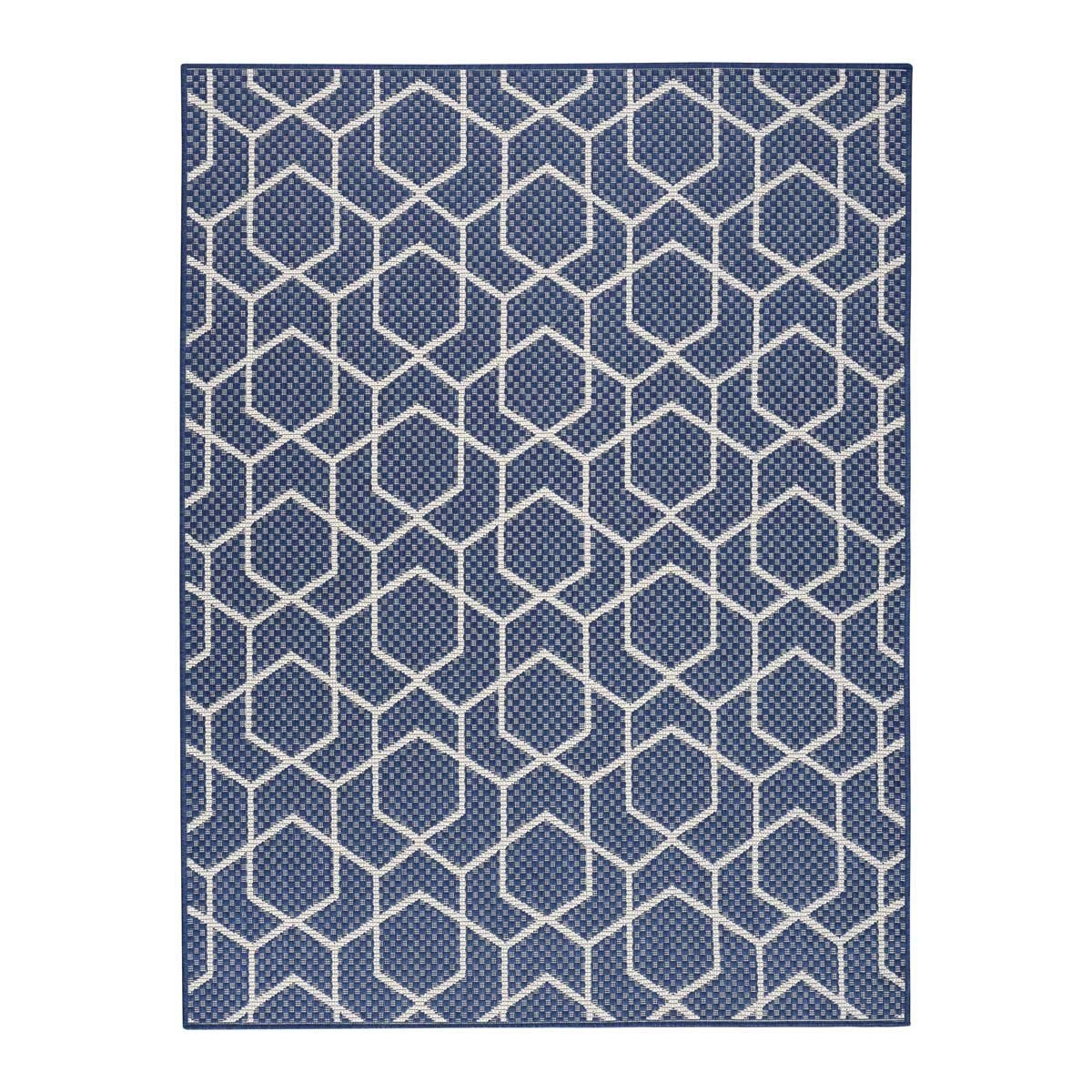 Nourison geometric navy indoor outdoor rug 152x213 cm, UK version