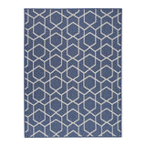 Nourison Horizon geometric navy outdoor rug, imported from the UK