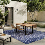 Nourison geometric navy indoor outdoor rug 152x213 cm, UK version