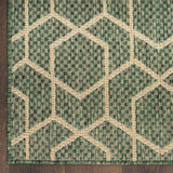 Nourison geometric green outdoor rug 152x213 cm, UK version