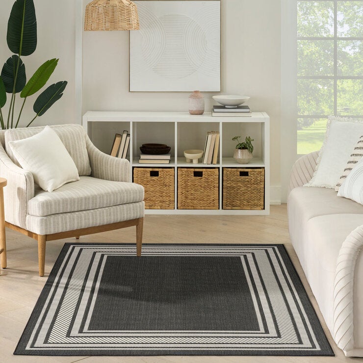 Nourison Horizon Border Black rug 152x213cm (British brand)