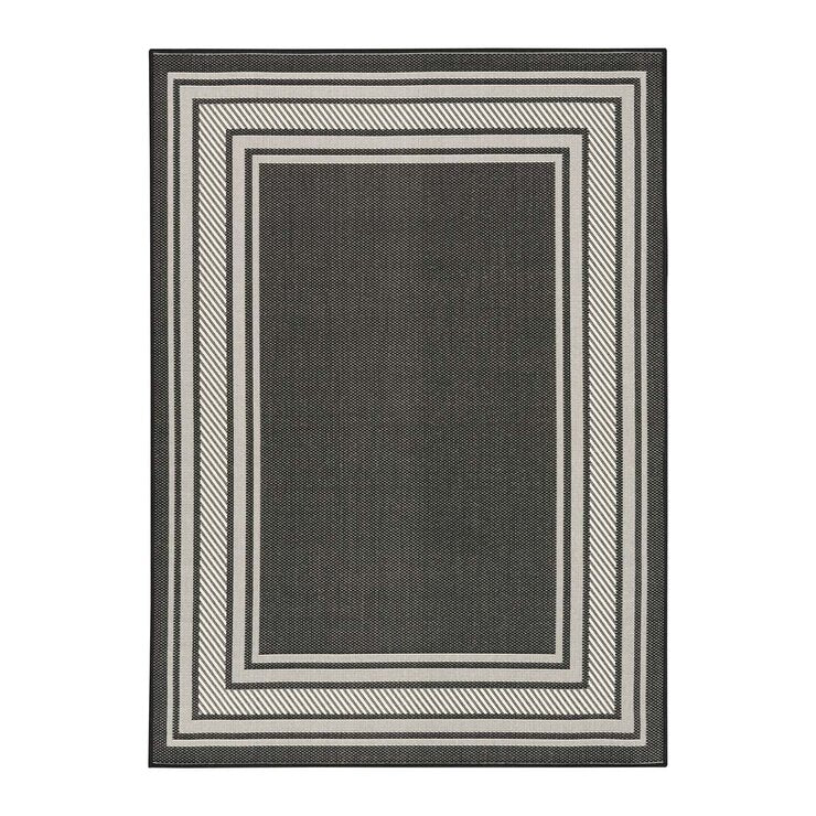 Nourison Horizon Border Black indoor outdoor rug large 183x274 cm, imported from the UK