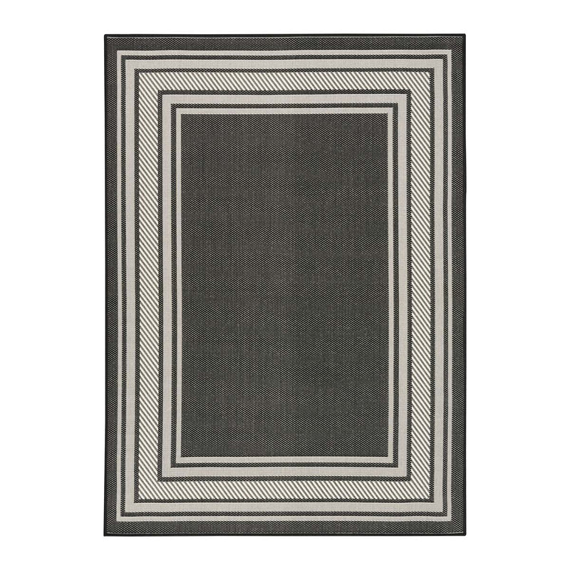 Nourison Horizon Border Black indoor outdoor rug large 183x274 cm, imported from the UK