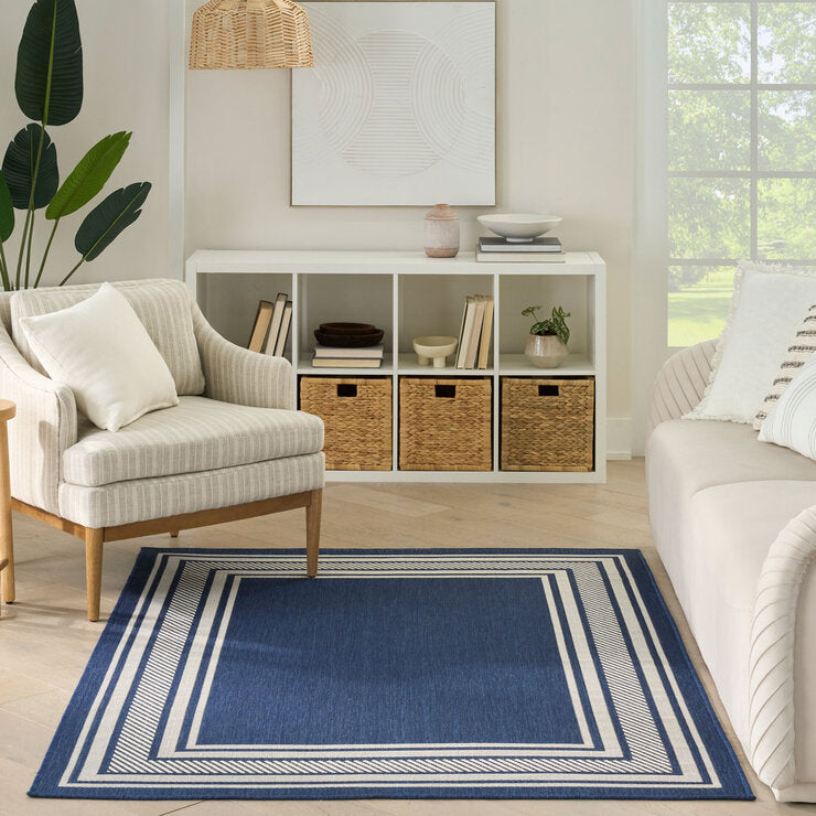 Nourison navy indoor outdoor rug (British brand)