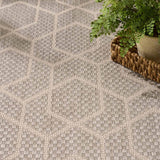 Nourison Horizon geometric grey indoor outdoor rug, imported from the UK