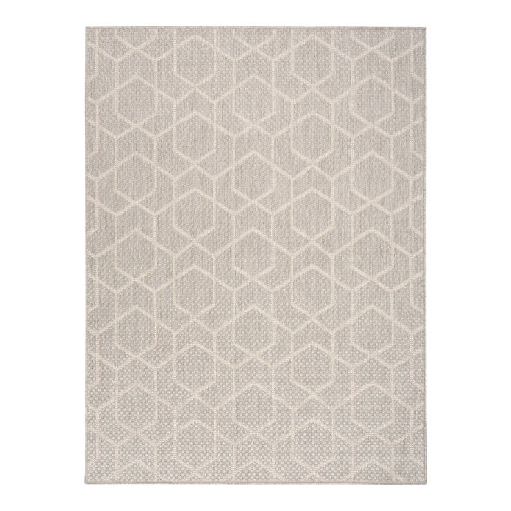 Nourison indoor outdoor rug geometric grey large 183x274 cm, imported from the UK