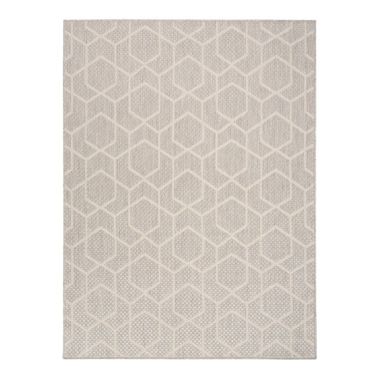 Nourison Horizon geometric grey indoor outdoor rug 152x213 cm, UK version