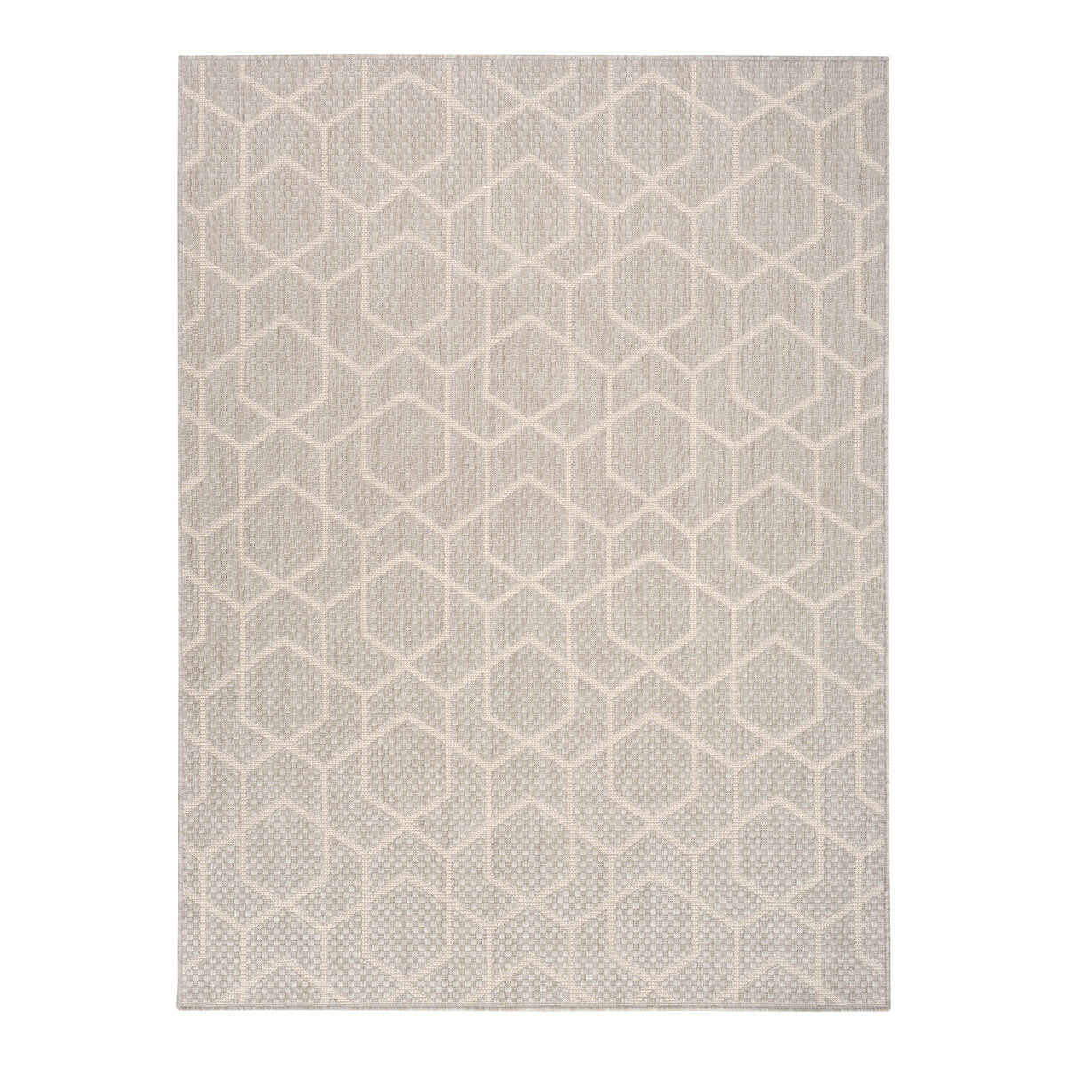 Nourison Horizon geometric grey indoor outdoor rug, imported from the UK