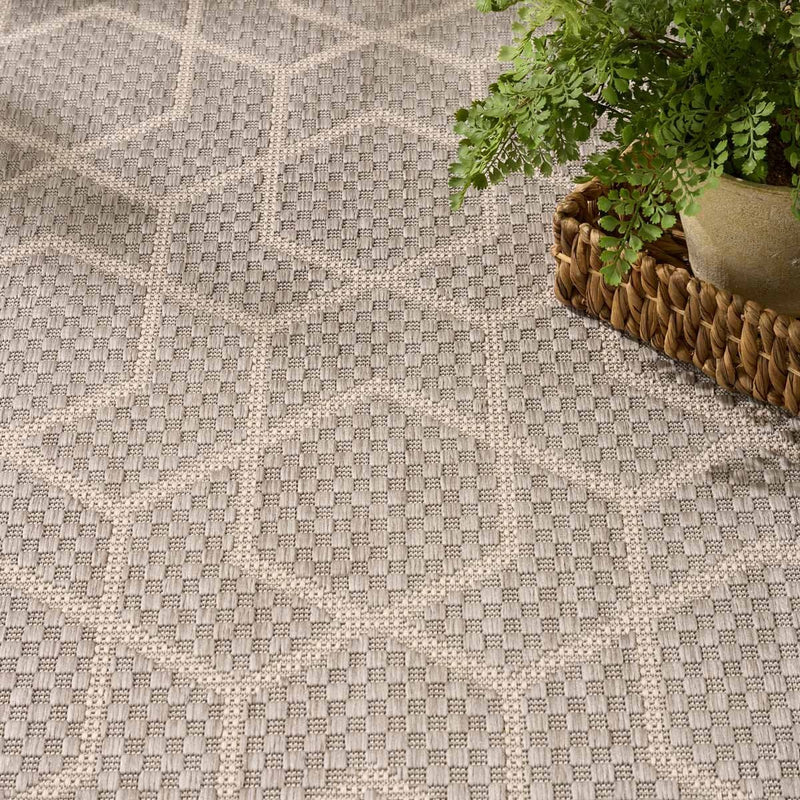 Nourison Horizon geometric grey indoor outdoor rug 152x213 cm, UK version
