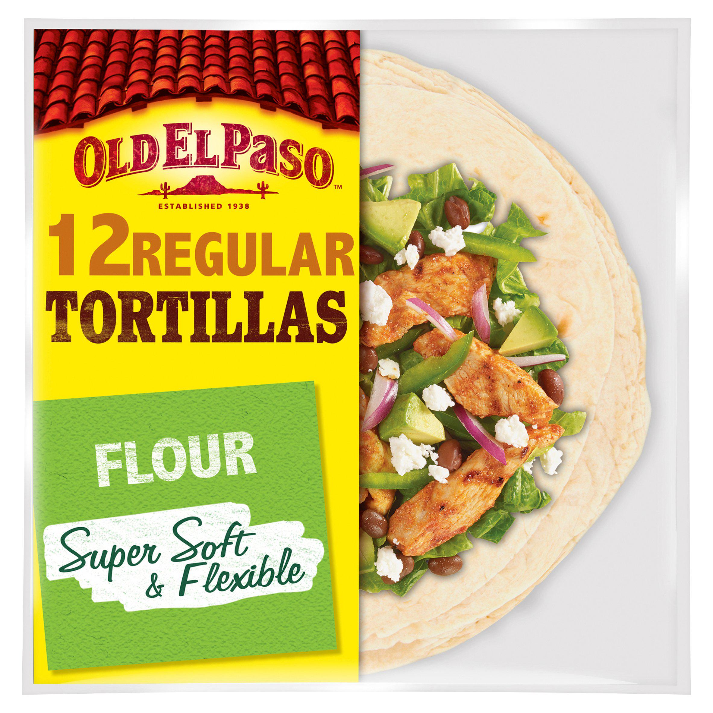 Old El Paso Regular Soft Flour Tortilla Wraps x12 489g Mexican Sainsburys   