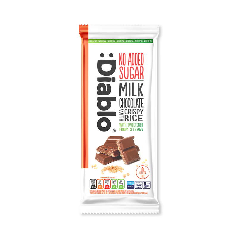 Diablo milk chocolate bar no added sugar 75g, UK version