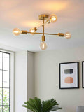 Gallery Home Industrial Chrome 5 Light Flush Ceiling Light Matt Black