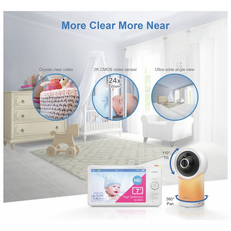 VTech HD smart baby monitor with pan tilt zoom, imported from the UK