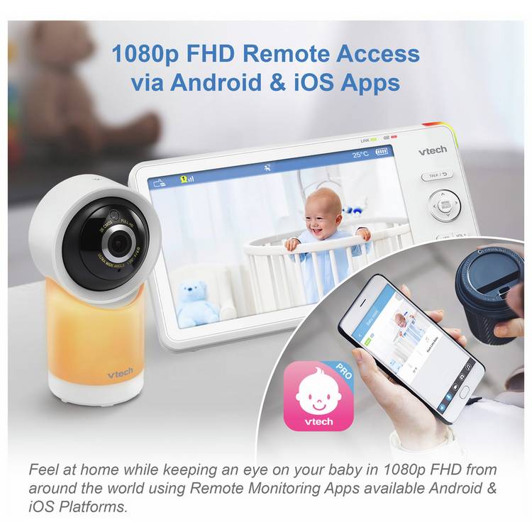 VTech HD smart baby monitor with pan tilt zoom, imported from the UK