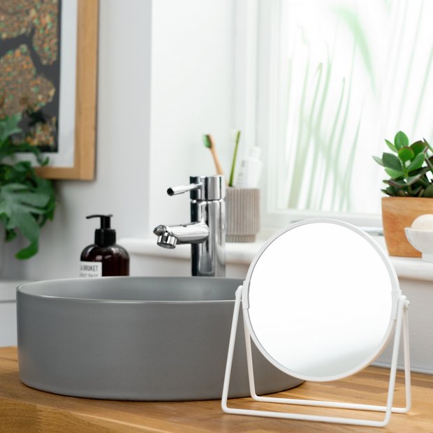 Argos Home white metal swivel mirror 21x19cm, UK version