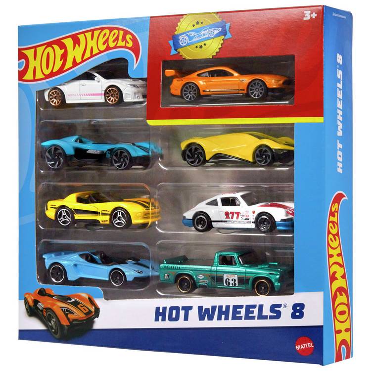 Hot Wheels car assortment 8-pack, imported from the UK
