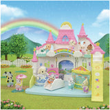 Sylvanian Families Sunny Castle Nursery Set with Flora Rabbit Baby (British brand)