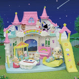 Sylvanian Families Sunny Castle Nursery Set with Flora Rabbit Baby (British brand)