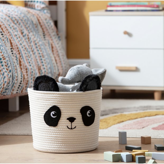 Argos Home panda rope storage basket cream and black, UK version