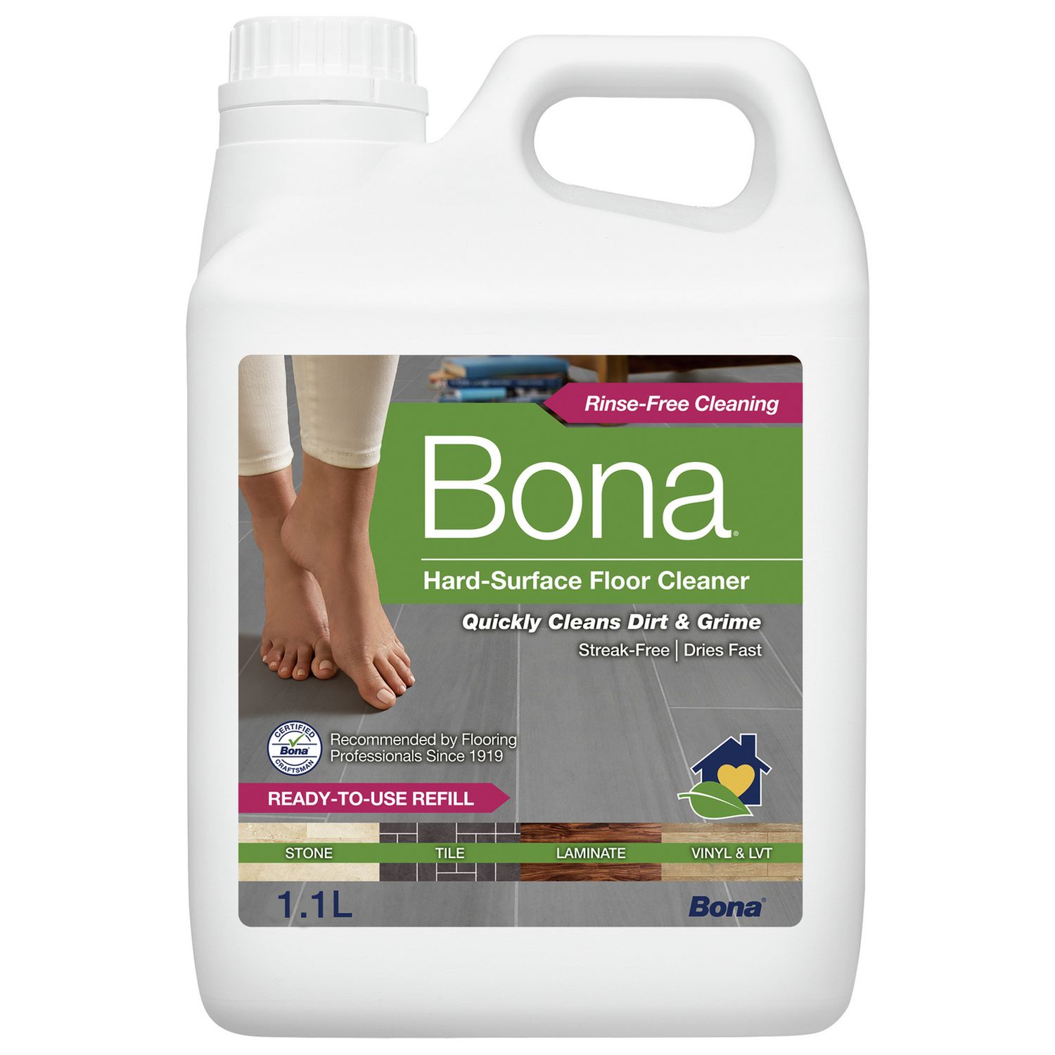 Bona hard surface floor cleaner 1.1 litre, imported from the UK