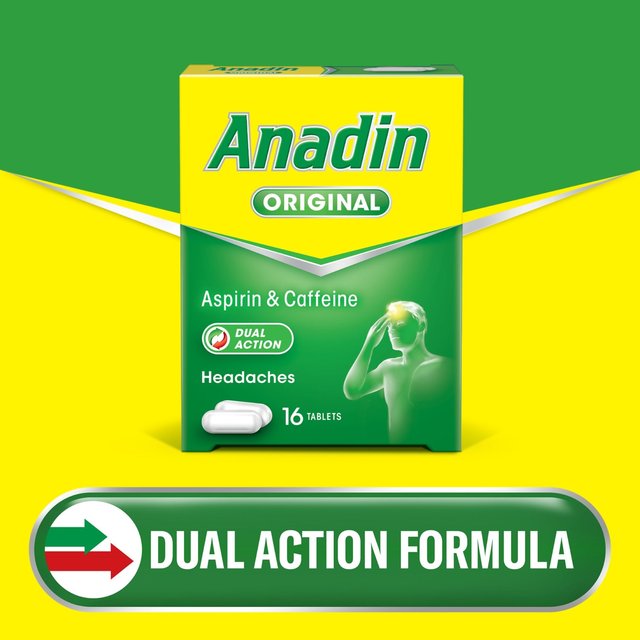 Anadin Original Aspirin Pain Relief Headache Caplets   16 per pack GOODS M&S   