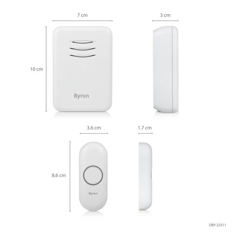 Byron DBY-22311 wireless doorbell 150m, imported from the UK