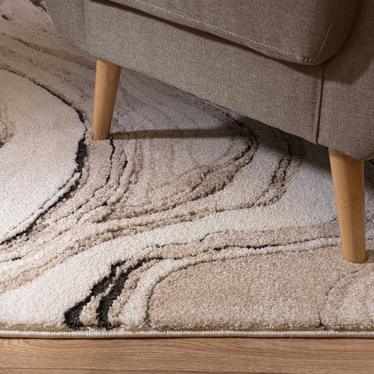 Asiatic Mirage quartz beige rug in two sizes, UK version