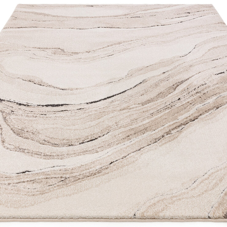 Asiatic Mirage quartz beige rug in two sizes, UK version