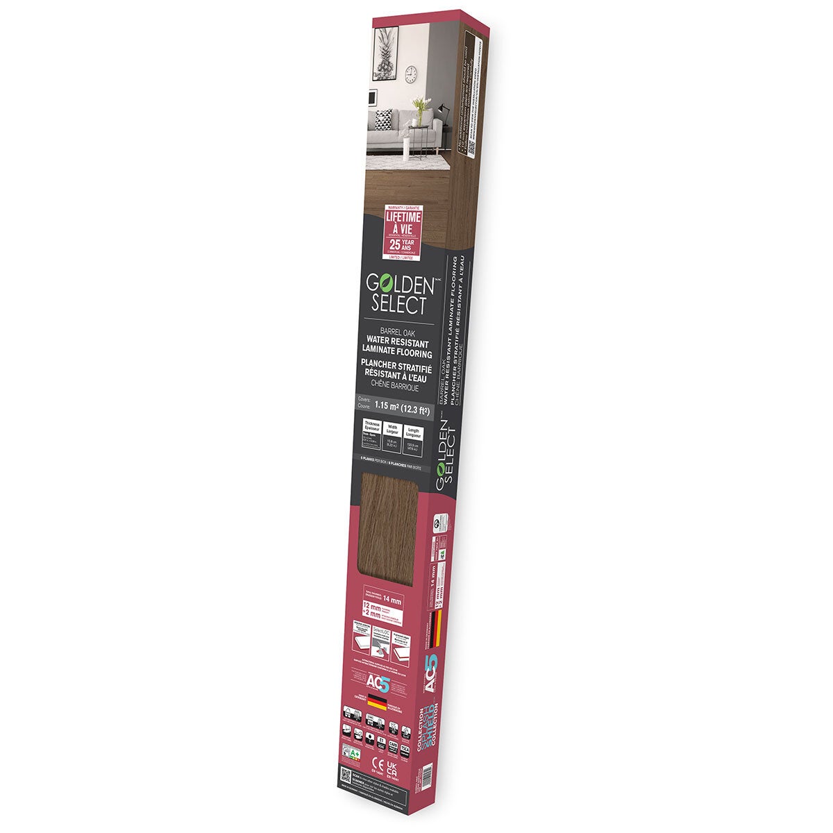 Golden Select Barrel Oak AC5 laminate flooring 1.146m2 (British brand)