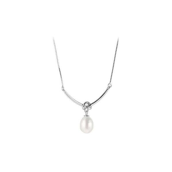 SVNX silver baroque oval pearl necklace 44cm (British brand)
