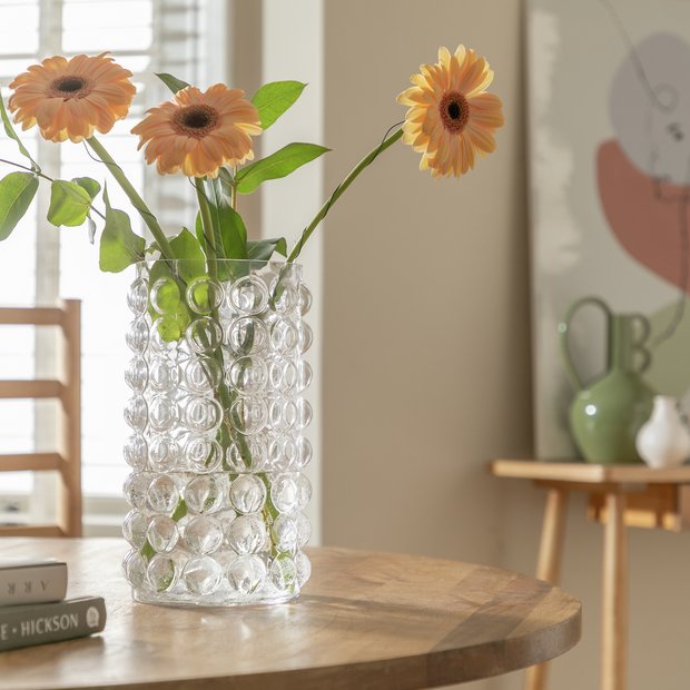 Habitat tall bobble glass vase 27.7cm, imported from the UK