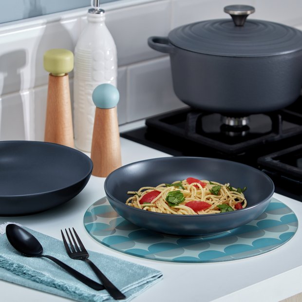 Habitat matte glaze stoneware dinner set in charcoal, imported from the UK
