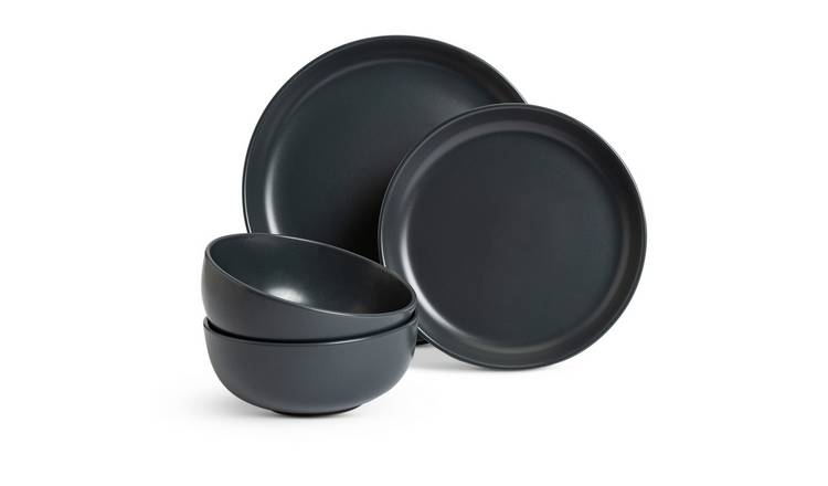 Habitat Matte Glaze 12 Piece Stoneware Dinner Set - Charcoal GOODS Argos