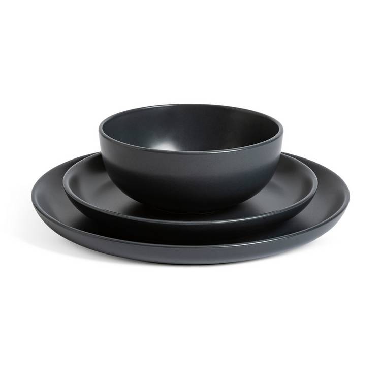 Habitat matte glaze stoneware dinner set in charcoal, imported from the UK