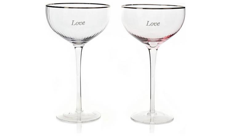 Amore Love Coupe Champagne Glasses set of 2 - British product