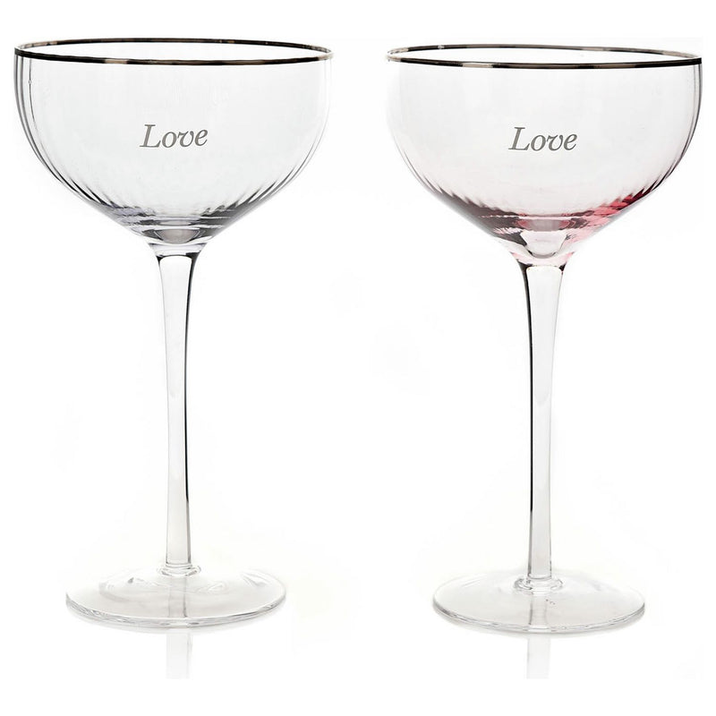 Amore Love Coupe Champagne Glasses set of 2 - British product