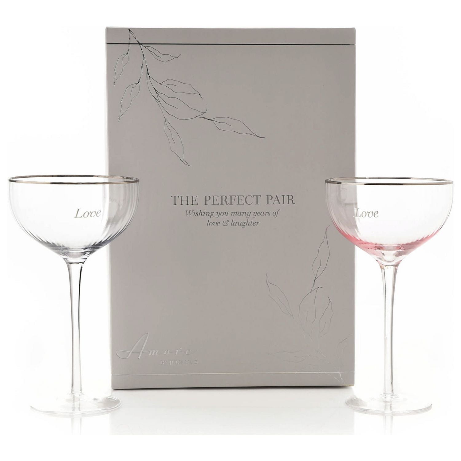 Amore Love Coupe Champagne Glasses set of 2 - British product