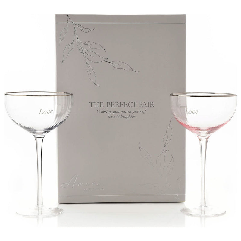 Amore Love Coupe Champagne Glasses set of 2 - British product