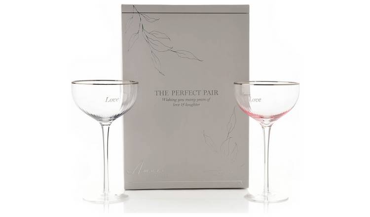 Amore Love Coupe Champagne Glasses set of 2 - British product