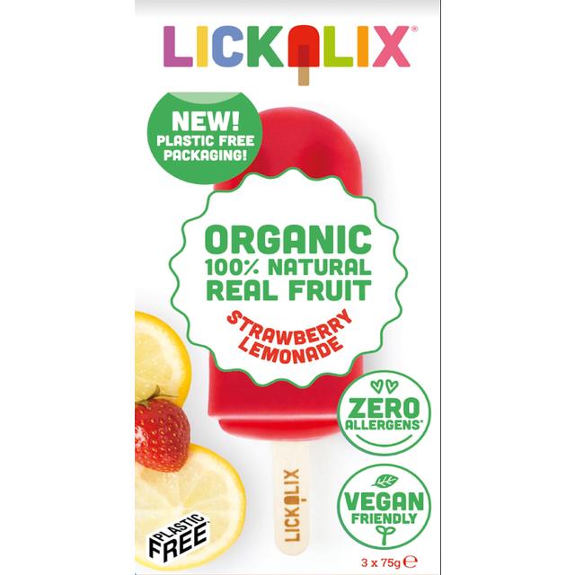 Lickalix Organic  Strawberry Lemonade Ice Lollies   3 per pack GOODS M&S   