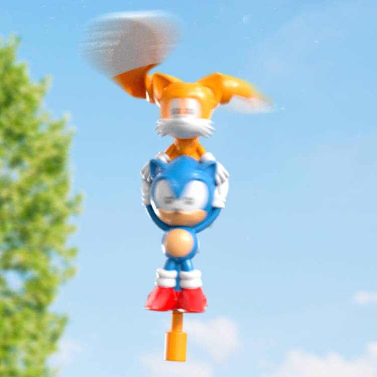 Flying Heroes Sonic & Tails action figures with rip-cord, UK version