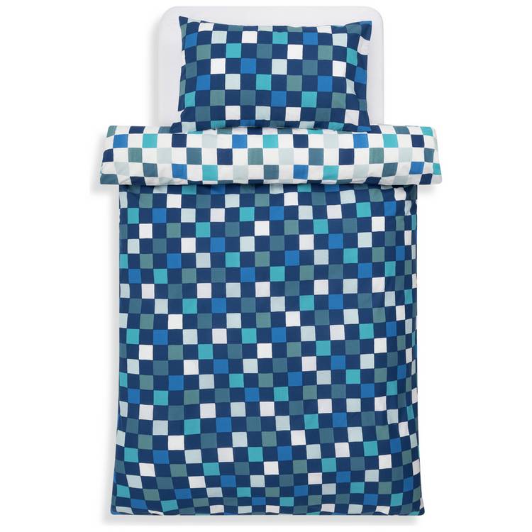 Habitat kids bedding set blue check twin pack single UK version