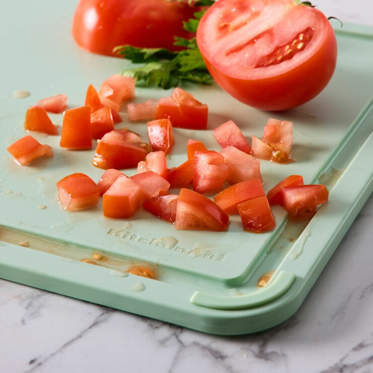 KitchenAid 3-piece cutting board set in green, imported from the UK